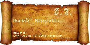 Berkó Nikoletta névjegykártya